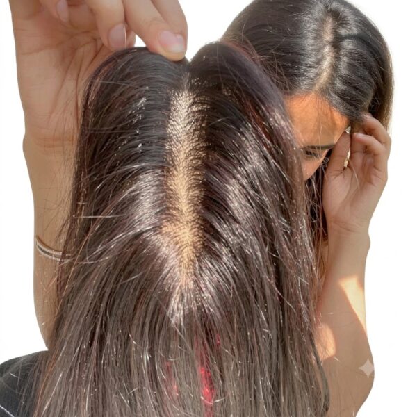 Natural Wavy Scalp Line Hair Topper – 1.5 x 5inch – Silk Base